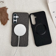 For Samsung Galaxy S25 5G Magsafe Magnetic Ring Cloth Texture Phone Case(Grey)