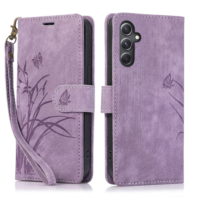For Samsung Galaxy S24+ / S25+ 5G Orchid Butterfly Embossed Leather Phone Case(Purple)