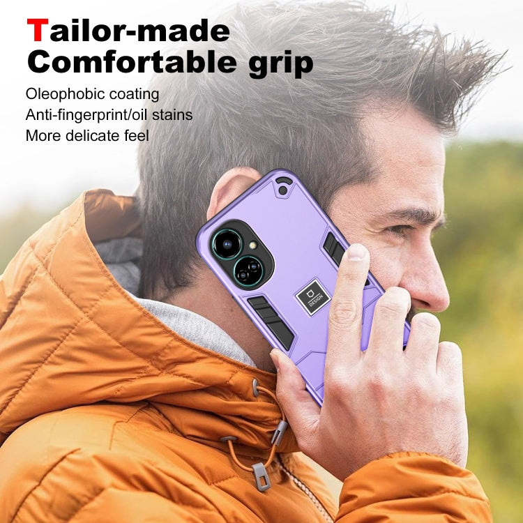 For Tecno Camon 19 2 in 1 Shockproof Phone Case(Purple)