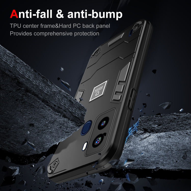 For Tecno Pop 6 2 in 1 Shockproof Phone Case(Black)
