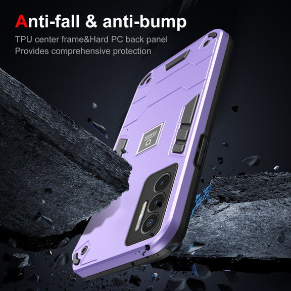For Tecno Pova 3 2 in 1 Shockproof Phone Case(Purple)
