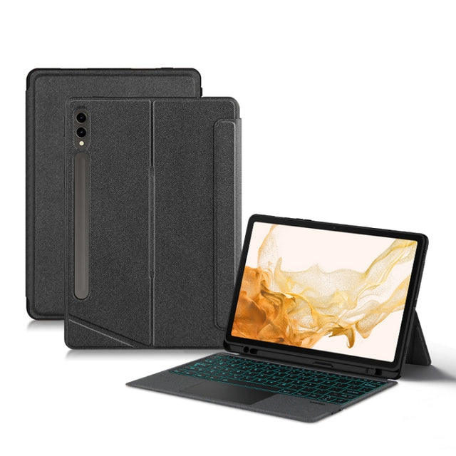 For Samsung Galaxy Tab S7+ / S7 FE / S8+ YJ-S8+ Split Bluetooth Keyboard Leather Tablet Case