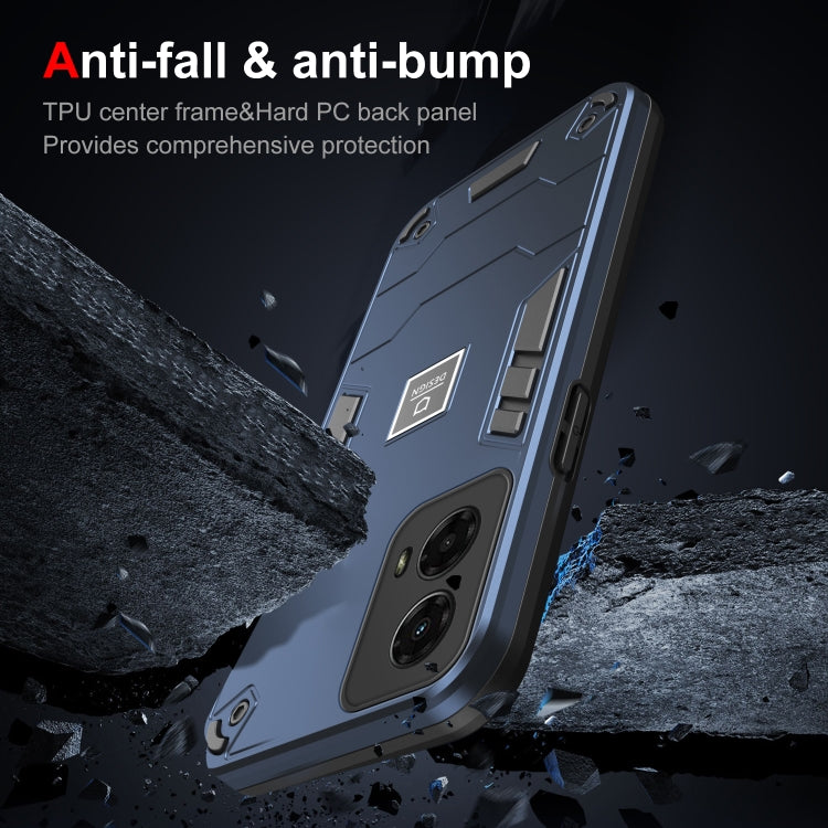 For Motorola Moto G 2024 5G Shockproof TPU Hybrid PC Phone Case(Blue)