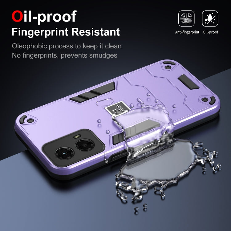 For Motorola Moto G 2024 5G Shockproof TPU Hybrid PC Phone Case(Purple)