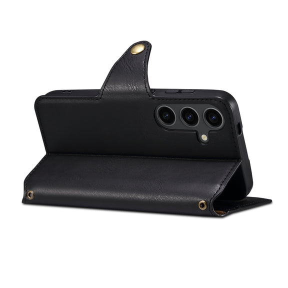 For Samsung Galaxy S24 5G Denior Cowhide Texture Wallet Style Leather Phone Case(Black)