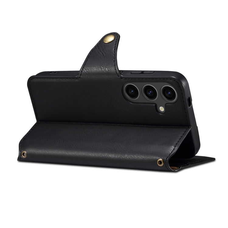 For Samsung Galaxy S24 5G Denior Cowhide Texture Wallet Style Leather Phone Case(Black)