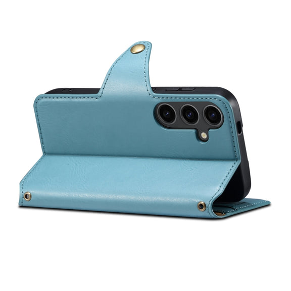 For Samsung Galaxy S24 5G Denior Cowhide Texture Wallet Style Leather Phone Case(Blue)