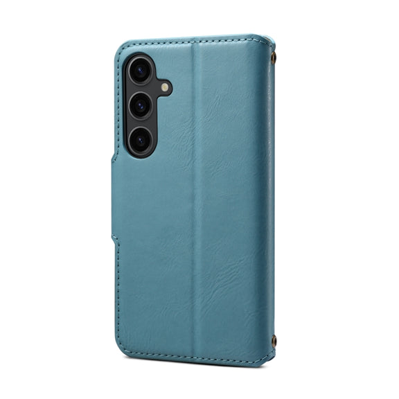 For Samsung Galaxy S24+ 5G Denior Cowhide Texture Wallet Style Leather Phone Case(Blue)