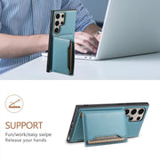 For Samsung Galaxy S23 Ultra 5G Denior Cowhide Texture Leather MagSafe Detachable Wallet Phone Case(Blue)