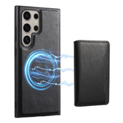 For Samsung Galaxy S23 Ultra 5G Denior Cowhide Texture Leather MagSafe Detachable Wallet Phone Case(Black)