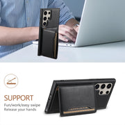 For Samsung Galaxy S24 Ultra 5G Denior Cowhide Texture Leather MagSafe Detachable Wallet Phone Case(Black)
