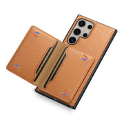 For Samsung Galaxy S24 Ultra 5G Denior Cowhide Texture Leather MagSafe Detachable Wallet Phone Case(Khaki)