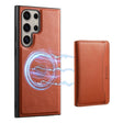 For Samsung Galaxy S24 Ultra 5G Denior Cowhide Texture Leather MagSafe Detachable Wallet Phone Case(Brown) - Galaxy S24 Ultra 5G Cases by Denior | Online Shopping South Africa | PMC TechLife | Buy Now Pay Later Mobicred
