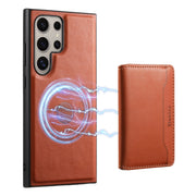 For Samsung Galaxy S24 Ultra 5G Denior Cowhide Texture Leather MagSafe Detachable Wallet Phone Case(Brown)