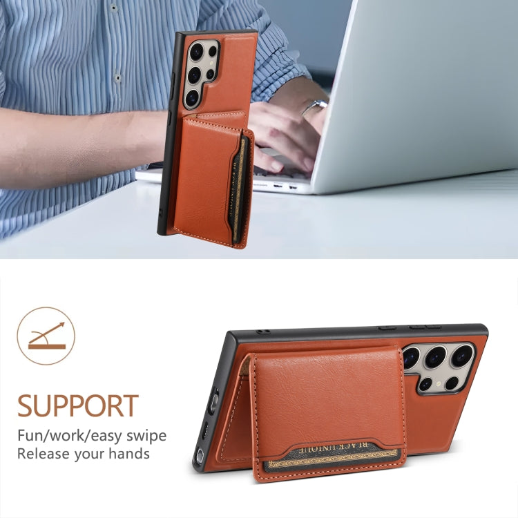 For Samsung Galaxy S24 Ultra 5G Denior Cowhide Texture Leather MagSafe Detachable Wallet Phone Case(Brown)