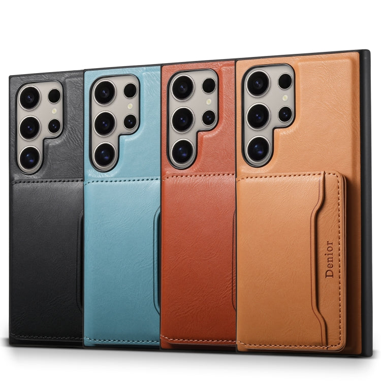 For Samsung Galaxy S24 Ultra 5G Denior Cowhide Texture Leather MagSafe Detachable Wallet Phone Case(Brown)