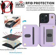 For iPhone 16 Pro Max YM006 Skin Feel Zipper Card Bag Phone Case with Dual Lanyard(Light Purple)