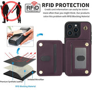 For iPhone 16 Pro YM006 Skin Feel Zipper Card Bag Phone Case with Dual Lanyard(Dark Purple)