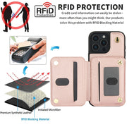 For iPhone 16 Pro YM006 Skin Feel Zipper Card Bag Phone Case with Dual Lanyard(Rose Gold)