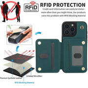 For iPhone 16 Pro YM006 Skin Feel Zipper Card Bag Phone Case with Dual Lanyard(Green)