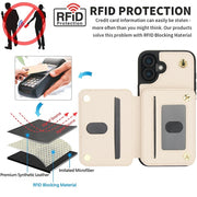 For iPhone 16 Plus YM006 Skin Feel Zipper Card Bag Phone Case with Dual Lanyard(Apricot)