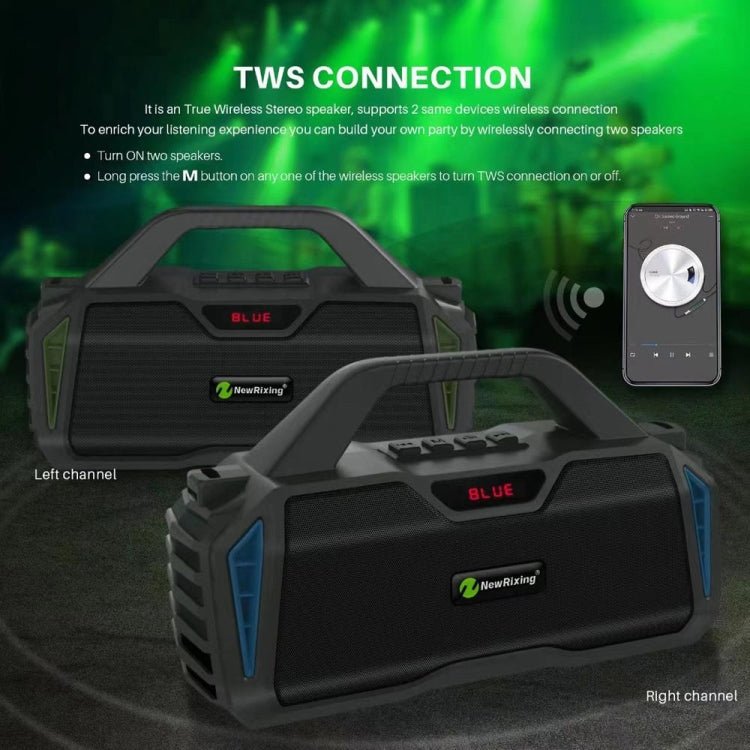 NewRixing NR6011 20W Portable Wireless Bluetooth Speaker TWS Subwoofer(Green)