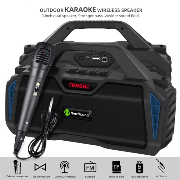 NewRixing NR6011 20W Portable Wireless Bluetooth Speaker TWS Subwoofer(Blue)