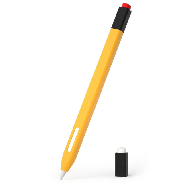 For Apple Pencil 2 Retro Pencil Style Stylus Pen Protective Case(Yellow)