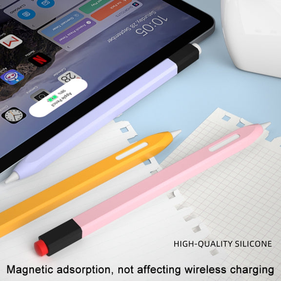 For Apple Pencil 2 Retro Pencil Style Stylus Pen Protective Case(Yellow)