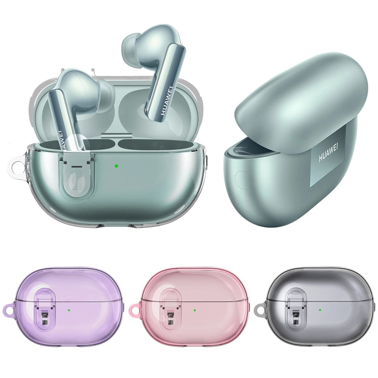 For Huawei FreeBuds Pro 3 Wireless Earphone TPU+PC Protective Case with Metal Buckle(Transparent Purple)