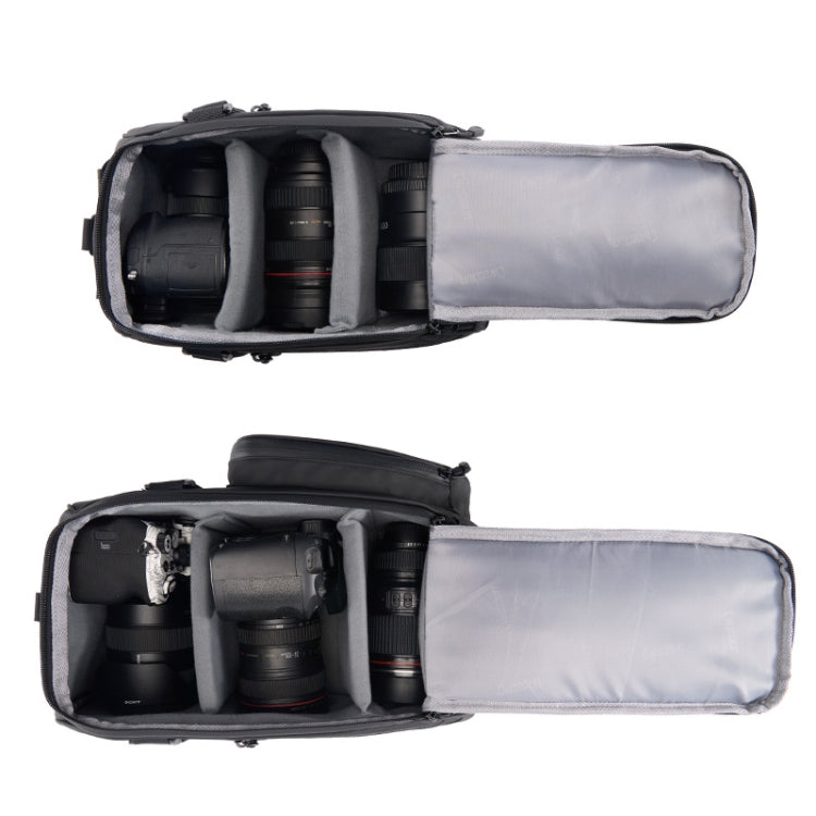 CADeN D116 Mountain Bike Panniers Tail Bags Crossbody Camera Bag Photography Lens Shoulder Bag, Size:30.5 x 17 x 18cm(Black)