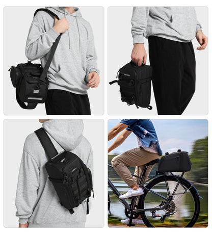 CADeN D116 Mountain Bike Panniers Tail Bags Crossbody Camera Bag Photography Lens Shoulder Bag, Size:37 x 19.5 x 23cm(Black) - free shipping - PMC Jewellery - Order now!