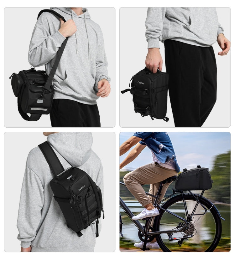 CADeN D116 Mountain Bike Panniers Tail Bags Crossbody Camera Bag Photography Lens Shoulder Bag, Size:37 x 19.5 x 23cm(Black)
