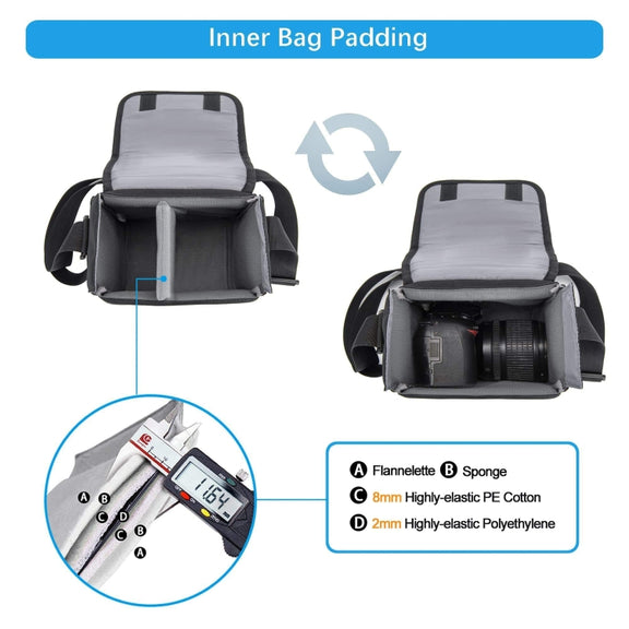 Cwatcun D52 Crossbody Camera Bag Photography Lens Shoulder Bag, Size:17 x 18 x 11cm(Black)