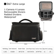 Cwatcun D67 Crossbody Camera Bag Photography Lens Shoulder Bag, Size:36 x 21 x 24cm XL(Black)