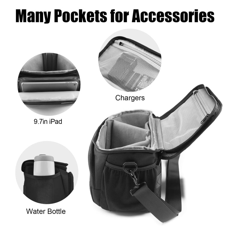 Cwatcun D67 Crossbody Camera Bag Photography Lens Shoulder Bag, Size:30.5 x 16.5 x 20cm L(Black)
