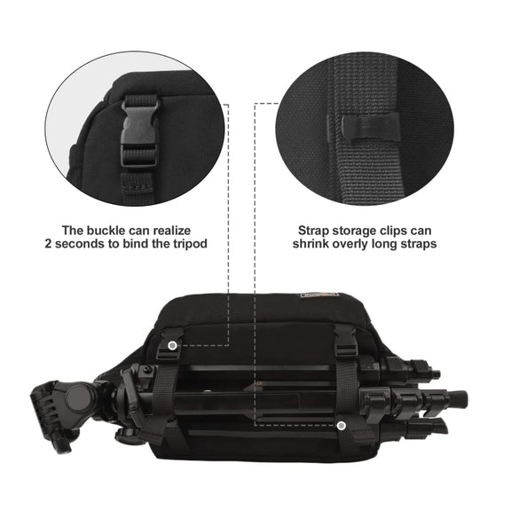 Cwatcun D67 Crossbody Camera Bag Photography Lens Shoulder Bag, Size:30.5 x 16.5 x 20cm L(Black)