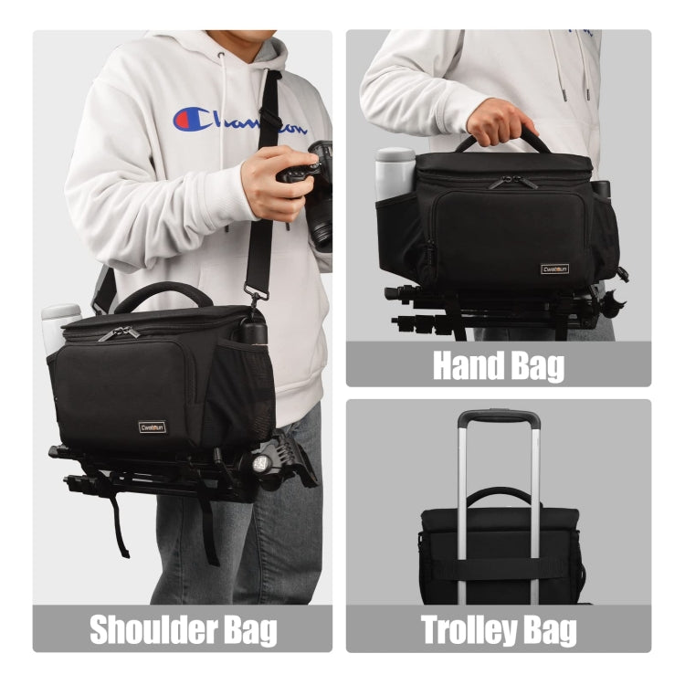 Cwatcun D67 Crossbody Camera Bag Photography Lens Shoulder Bag, Size:36 x 21 x 24cm XL(Black)