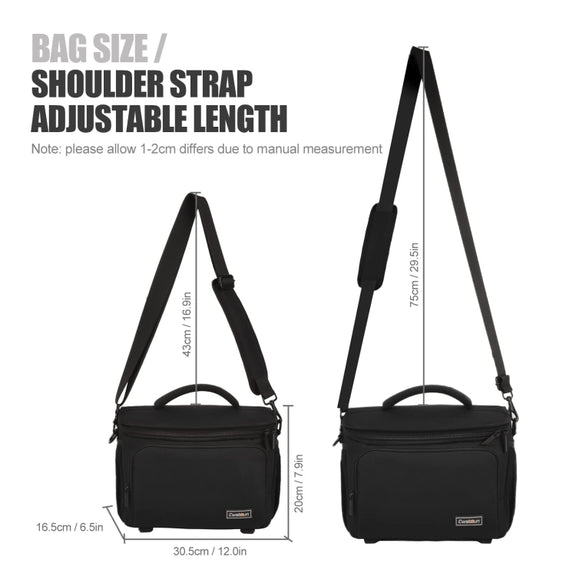 Cwatcun D67 Crossbody Camera Bag Photography Lens Shoulder Bag, Size:30.5 x 16.5 x 20cm L(Black)