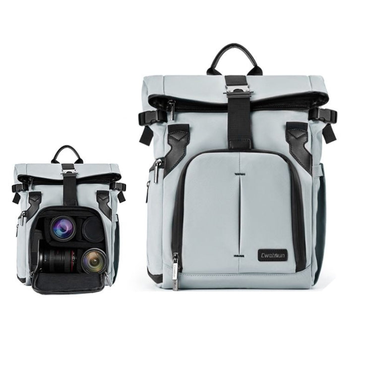 Cwatcun D95 Large Capacity Photography Backpack Shoulders Laptop Camera Bag, Size:27 x 37 x 16cm(Silver Grey) - free shipping - PMC TechLife - Order now!