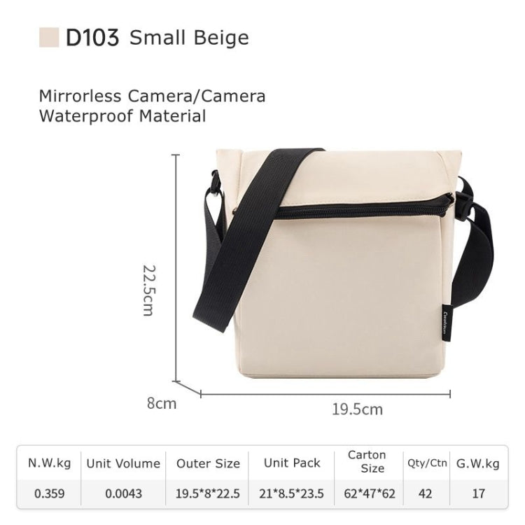 Cwatcun D103 Crossbody Camera Bag Photography Lens Shoulder Bag, Size:22.5 x 19.5 x 8cm(Beige) - free shipping - PMC Jewellery - Order now!