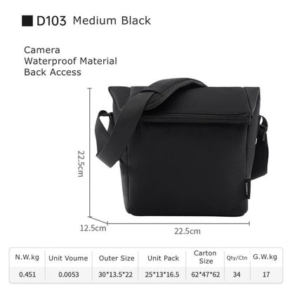 Cwatcun D103 Crossbody Camera Bag Photography Lens Shoulder Bag, Size:22.5 x 22.5 x 12.5cm(Black) - Strap Satchel by Cwatcun | Online Shopping South Africa | PMC Jewellery | Buy Now Pay Later Mobicred