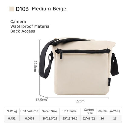 Cwatcun D103 Crossbody Camera Bag Photography Lens Shoulder Bag, Size:22.5 x 22.5 x 12.5cm(Beige) - free shipping - PMC Jewellery - Order now!