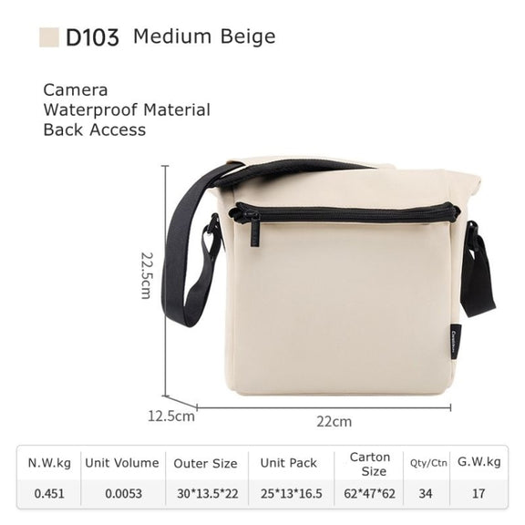 Cwatcun D103 Crossbody Camera Bag Photography Lens Shoulder Bag, Size:22.5 x 22.5 x 12.5cm(Beige)