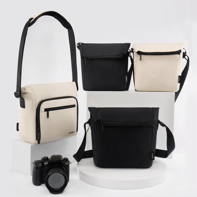 Cwatcun D103 Crossbody Camera Bag Photography Lens Shoulder Bag, Size:22.5 x 22.5 x 12.5cm(Black)