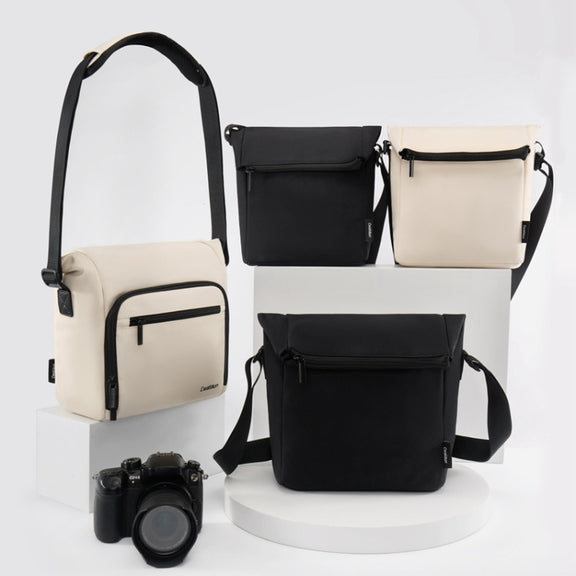 Cwatcun D103 Crossbody Camera Bag Photography Lens Shoulder Bag, Size:22.5 x 19.5 x 8cm(Black)