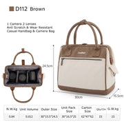 Cwatcun D112 Contrast Canvas Camera Bag One-shoulder Cross-body Tote Bag, Size:24.5 x 30 x 15.5cm(Brown)
