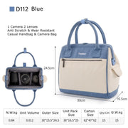 Cwatcun D112 Contrast Canvas Camera Bag One-shoulder Cross-body Tote Bag, Size:24.5 x 30 x 15.5cm(Blue)