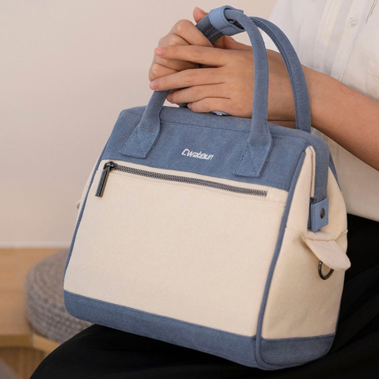 Cwatcun D112 Contrast Canvas Camera Bag One-shoulder Cross-body Tote Bag, Size:24.5 x 30 x 15.5cm(Blue) - free shipping - PMC TechLife - Order now!