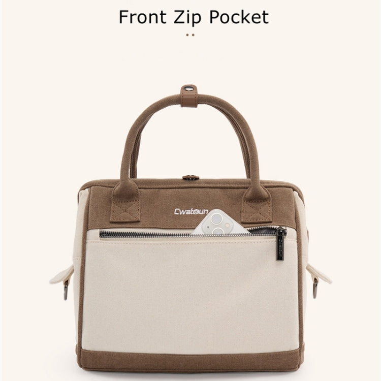 Cwatcun D112 Contrast Canvas Camera Bag One-shoulder Cross-body Tote Bag, Size:24.5 x 30 x 15.5cm(Blue) - free shipping - PMC TechLife - Order now!